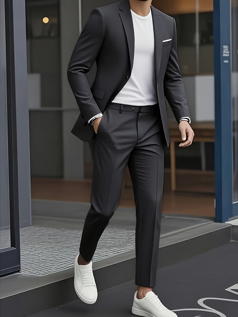 2pcs Classic Suit Set - Men'S Dress Attire - Premium Quality.