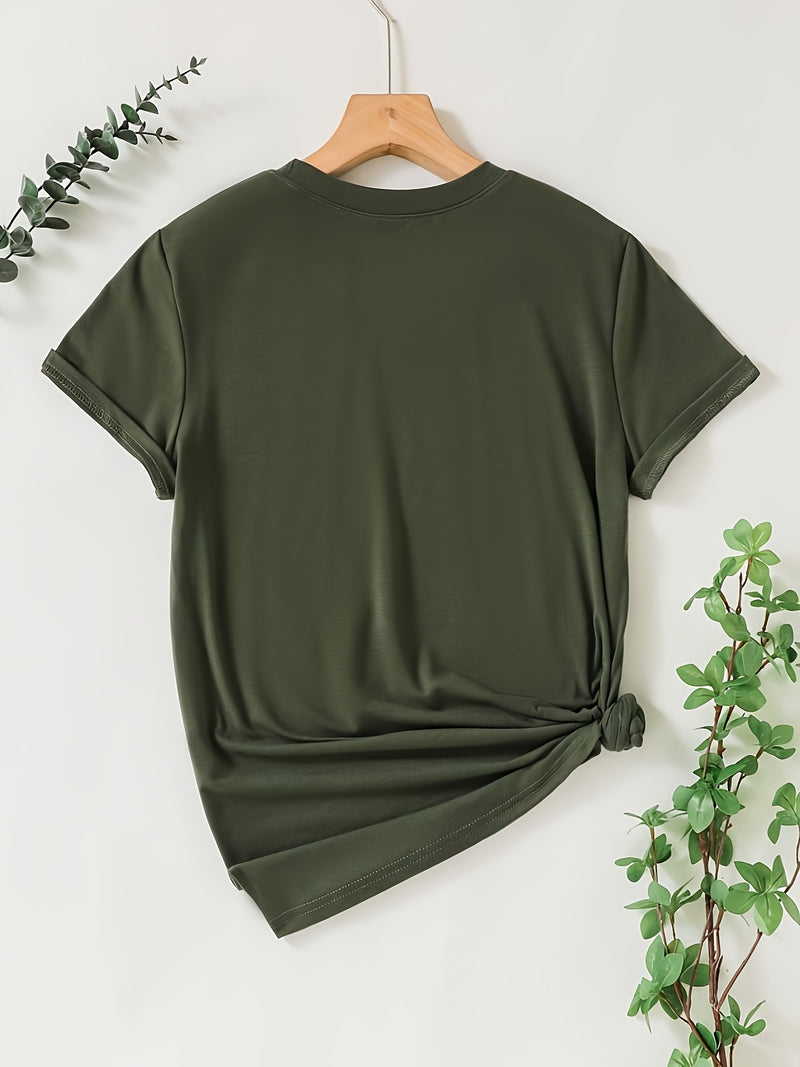 Round neck T-shirt in small and plus sizes, summer/spring Women's top.