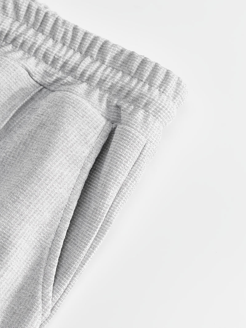 Men's Waffle 2pcs Hooded Sweatshirt Set Top Color Block.