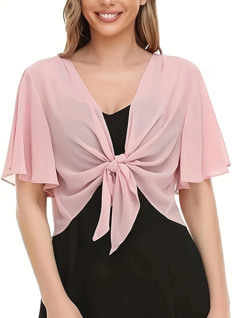 Women's Solid Color Short Sleeve Shirt Cardigan.