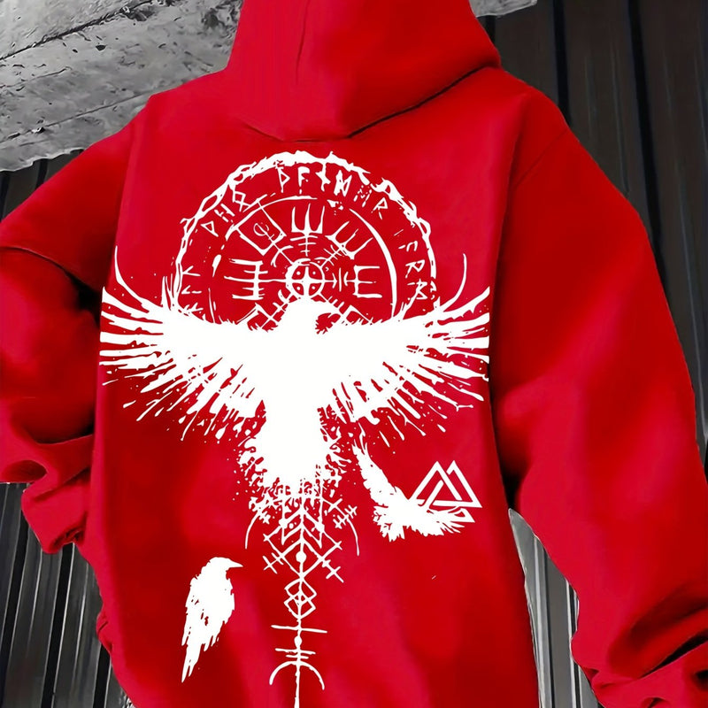 Men's Autumn/Winter Eagle Print Hooded Sweatshirt.