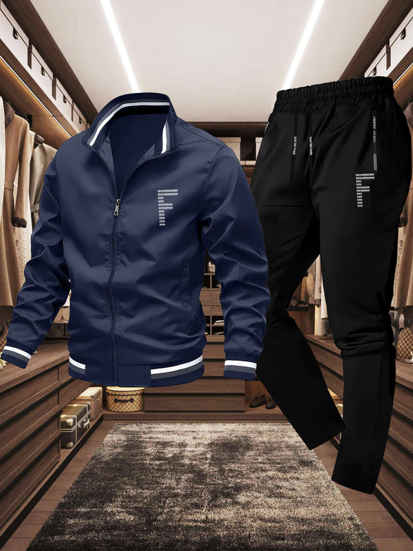 Men's 2-Piece Slim-Fit Full-Zip Jacket & Lapel Collar Coat.