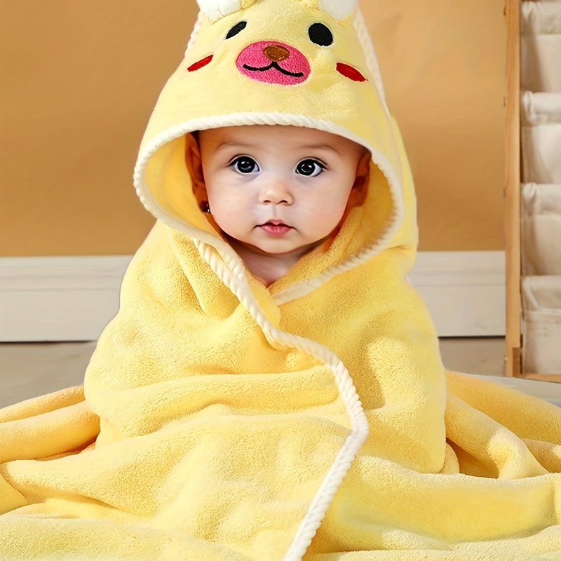 Baby's Animal Pattern Hooded Bathrobe, Multi-functional & Highly Absorbent.
