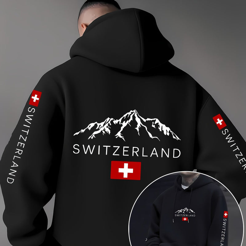 Men'S & Women'S Swiss Flag & Matterhorn Mountain Graphic Hooded Sweatshirt.