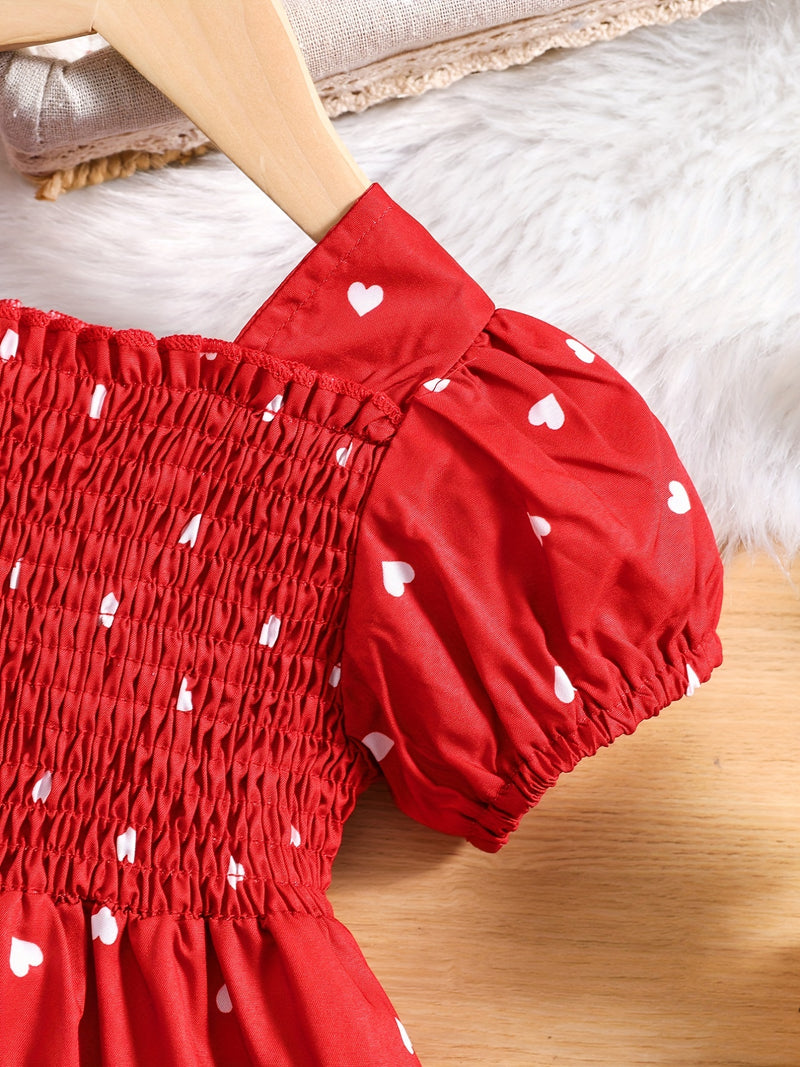 Ramadan Adorable Heart-Print Tunic Dress For Girls.