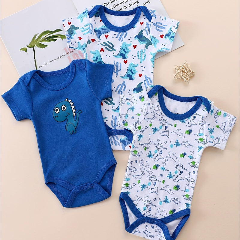 3pcs European and American Style Baby Short-Sleeve Bodysuit Romper Set.