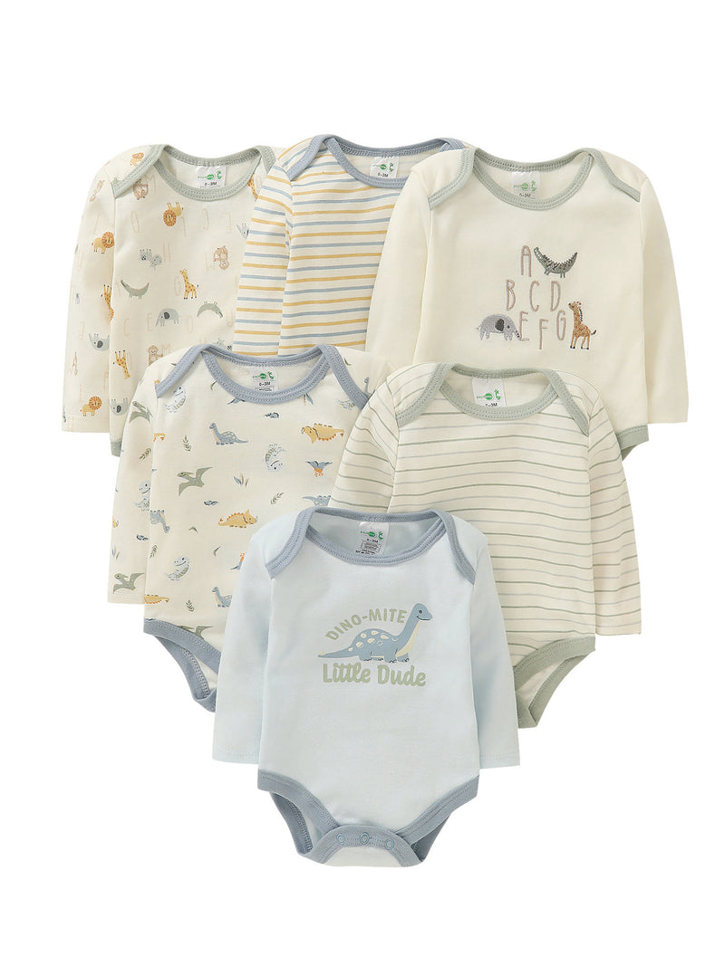 6pcs Set Newborn Infant Triangle Long-Sleeved Romper.