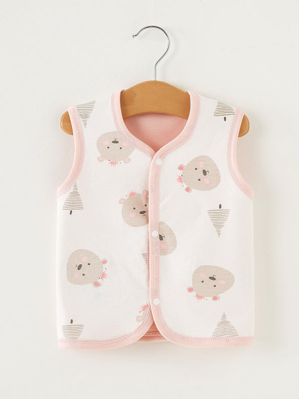 Baby Girl' Soft Cotton Bear Embroidery Cardigan Jacket.