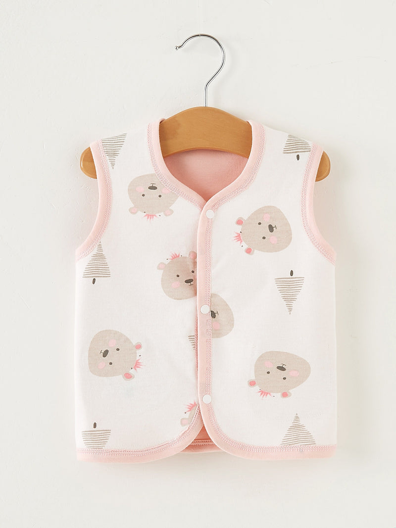 Baby Girl' Soft Cotton Bear Embroidery Cardigan Jacket.