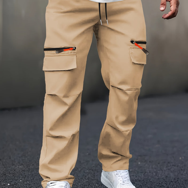 Men's Casual Cargo Pants with Multiple Pockets.