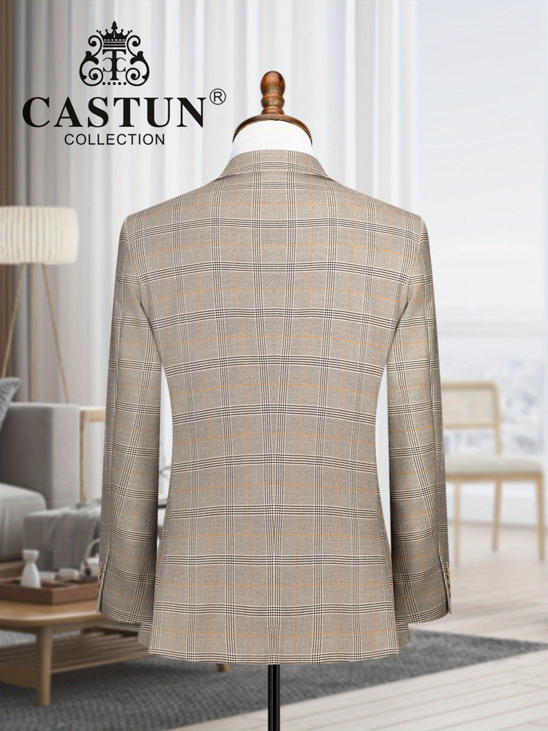 A 2pcs Slim-Fit Suit Set for Men, Suitable for Light Business.