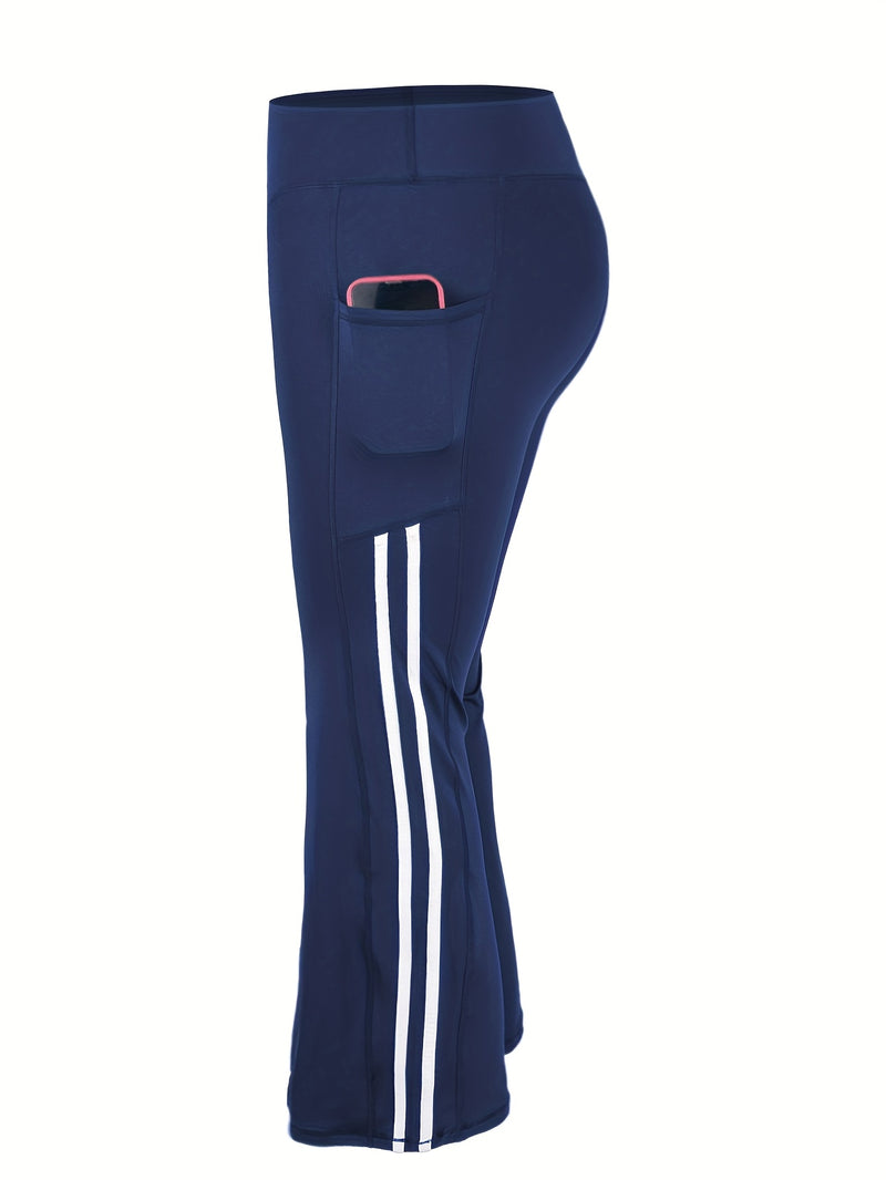 Plus-Size Women's Side Stripe Pocket Flared Pants.