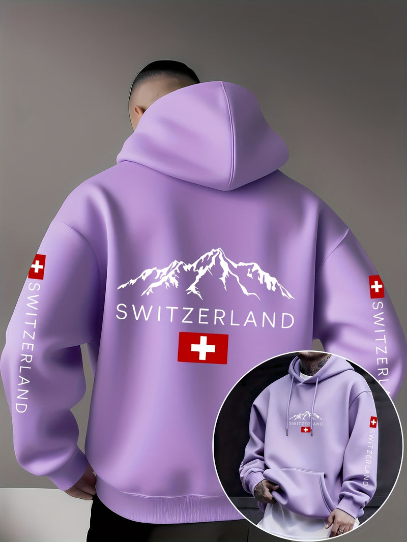 Men'S & Women'S Swiss Flag & Matterhorn Mountain Graphic Hooded Sweatshirt.