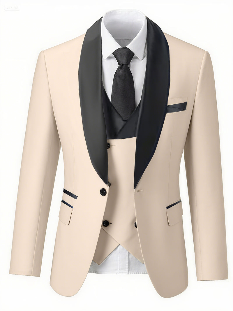 Men's 3pcs Suit Set, Jacket + Vest+ Trousers.