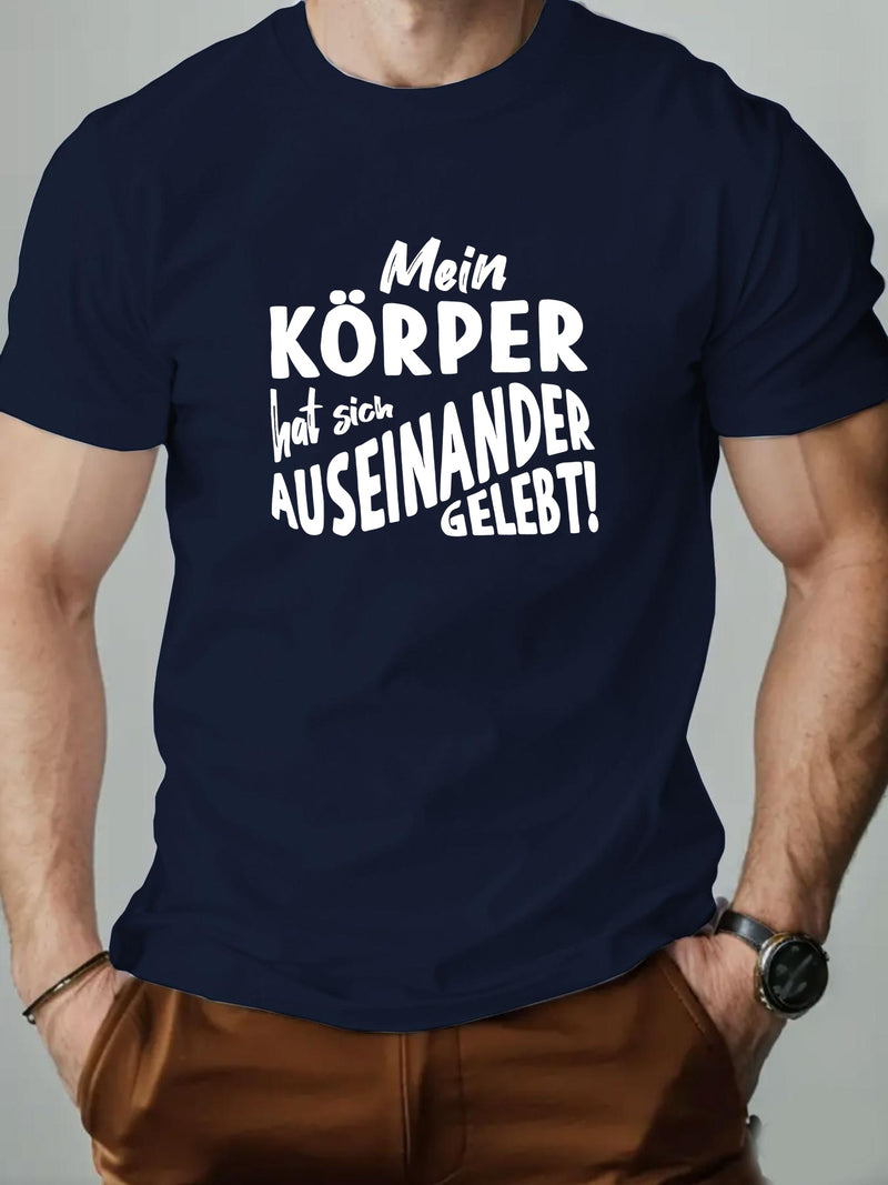 Men's KOPPER English Pattern Summer Casual Crew Neck Short T-Shirt.