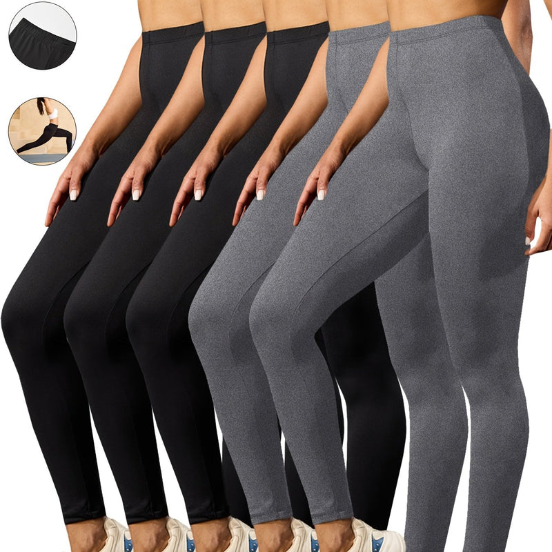 Set of 5 Ultra-Soft Athletic Leggings for Women, Designed for Workouts.