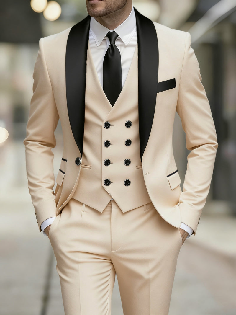 Business Style Men's 3pcs Suit Set with Suit.