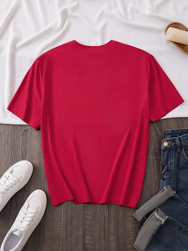 Women’s  Pocket Panda Climbing Rope Cute Pattern Print Fashion Crew Neck T-Shirt.