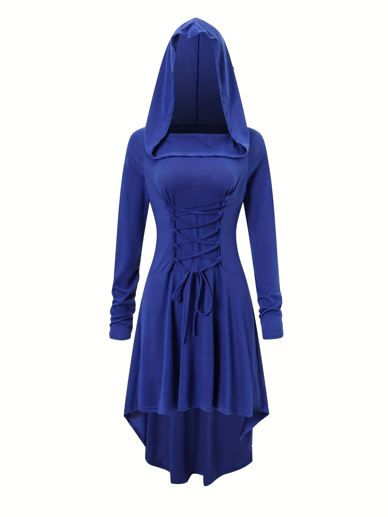 Women's Solid Color Tie-Up Asymmetrical Dress.