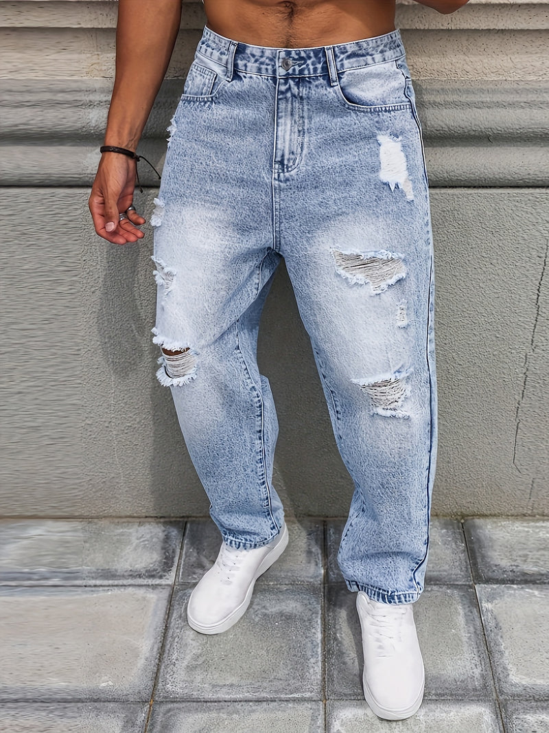 Men's Distressed Denim Pants.