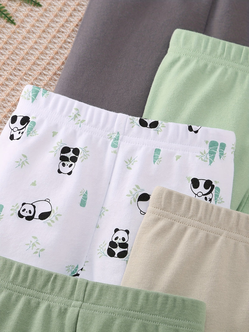Six-Piece Set of Comfortable Cartoon Panda And Lion Print Long Pants for Baby.
