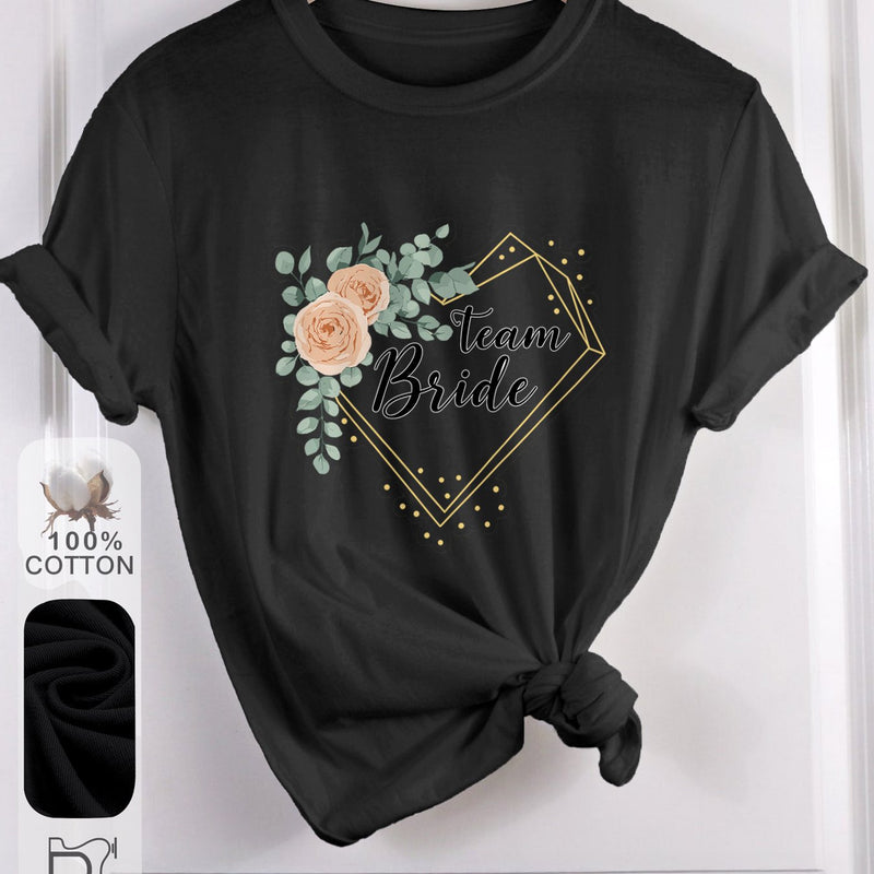 Women’s Graphic Print T-shirt, Short Sleeve Crew Neck Casual.
