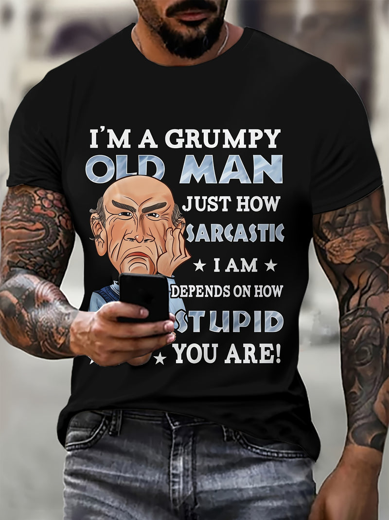 Men's Fashion T-Shirt with 3D Digital Print and Old for Man Lettering.