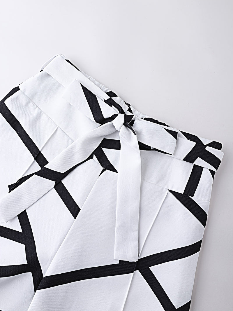 Women’s Black Elegant Sleeveless Waist-Defining Jumpsuit Plus Black And White.