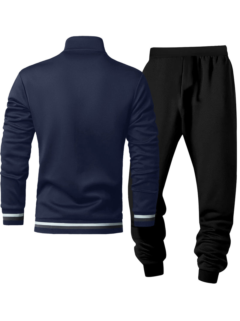 Men's 2-Piece Slim-Fit Full-Zip Jacket & Lapel Collar Coat.