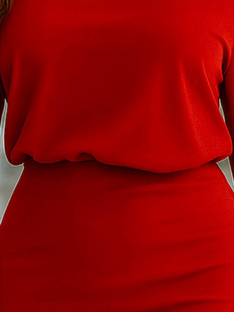 Women's Elegant Classic Red Off-Shoulder Long Sleeve.