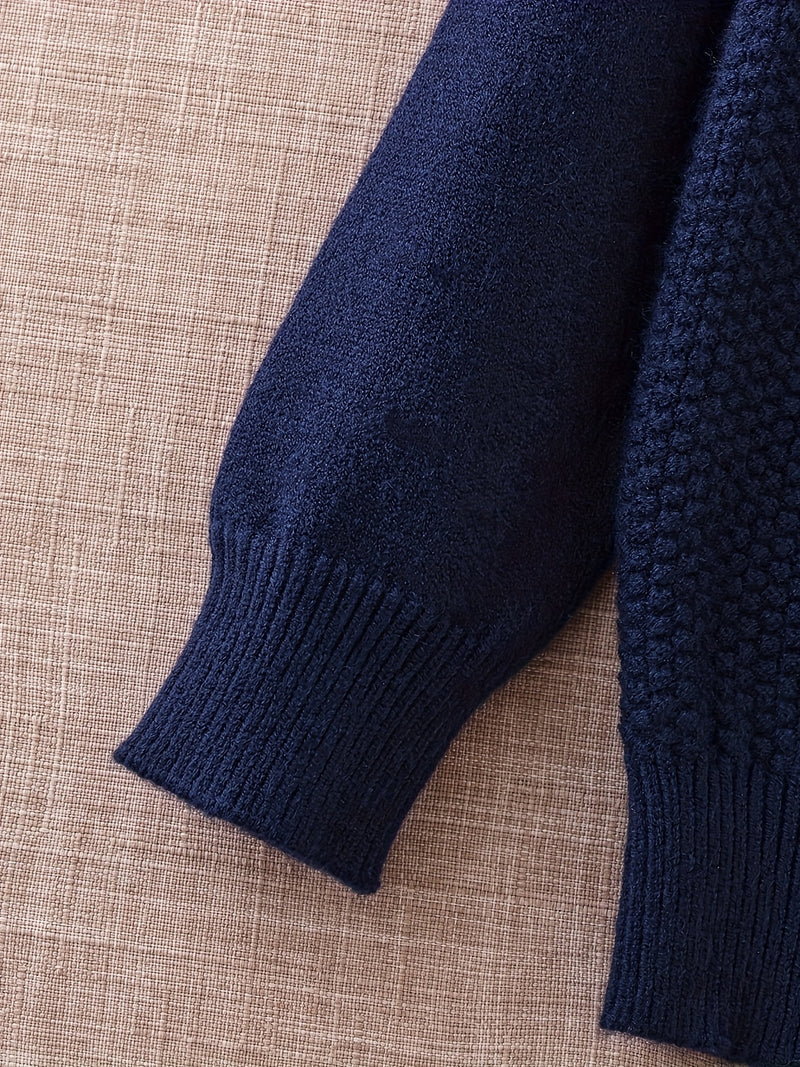 Mid-Sized Diamond Patterned Jacquard Turtleneck Sweater.