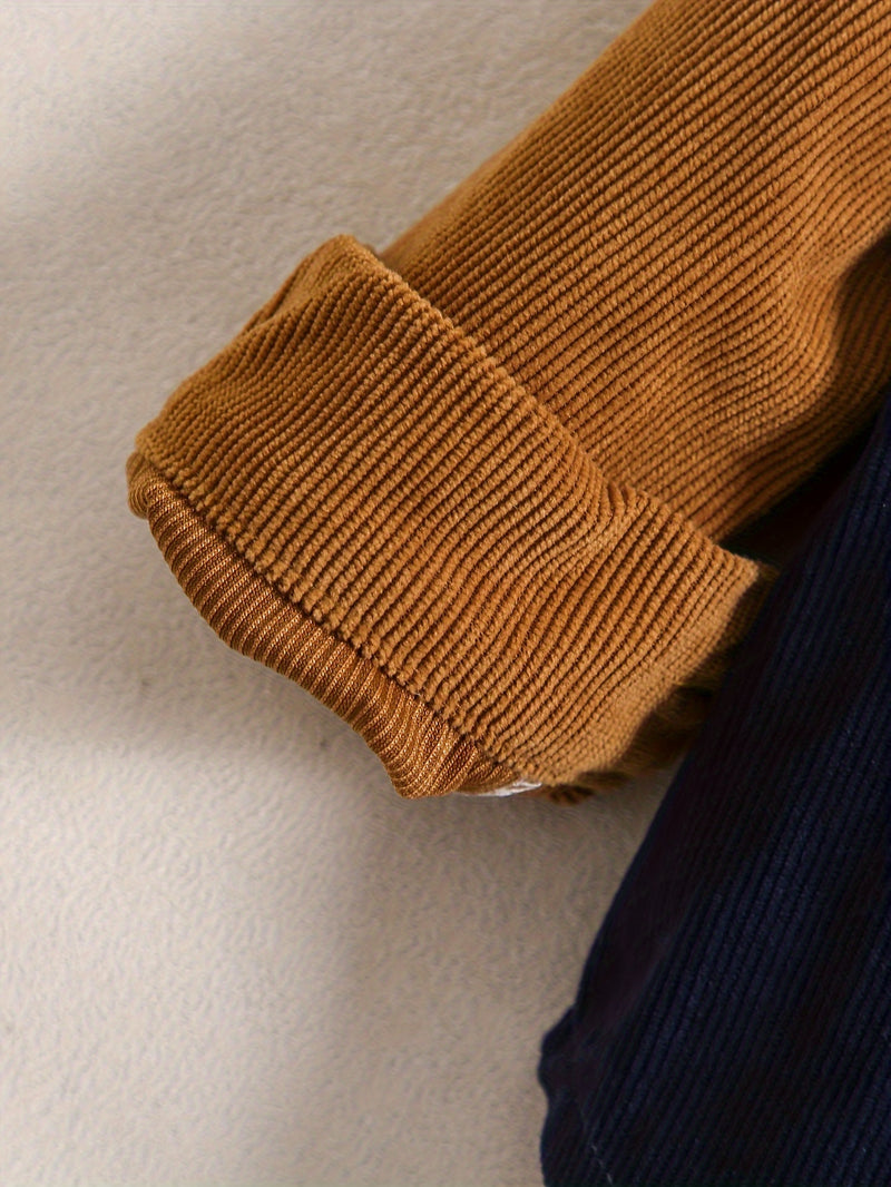 Casual Corduroy Jackets And Hats for Infants And Toddlers.