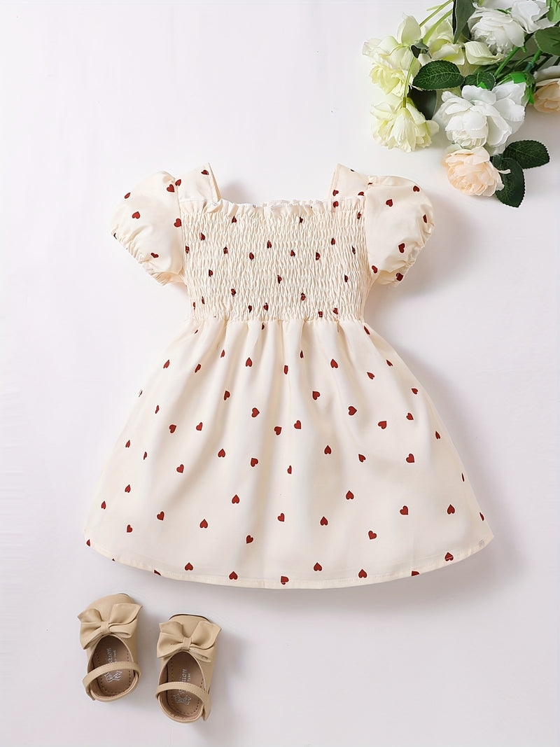Ramadan Adorable Heart-Print Tunic Dress For Girls.