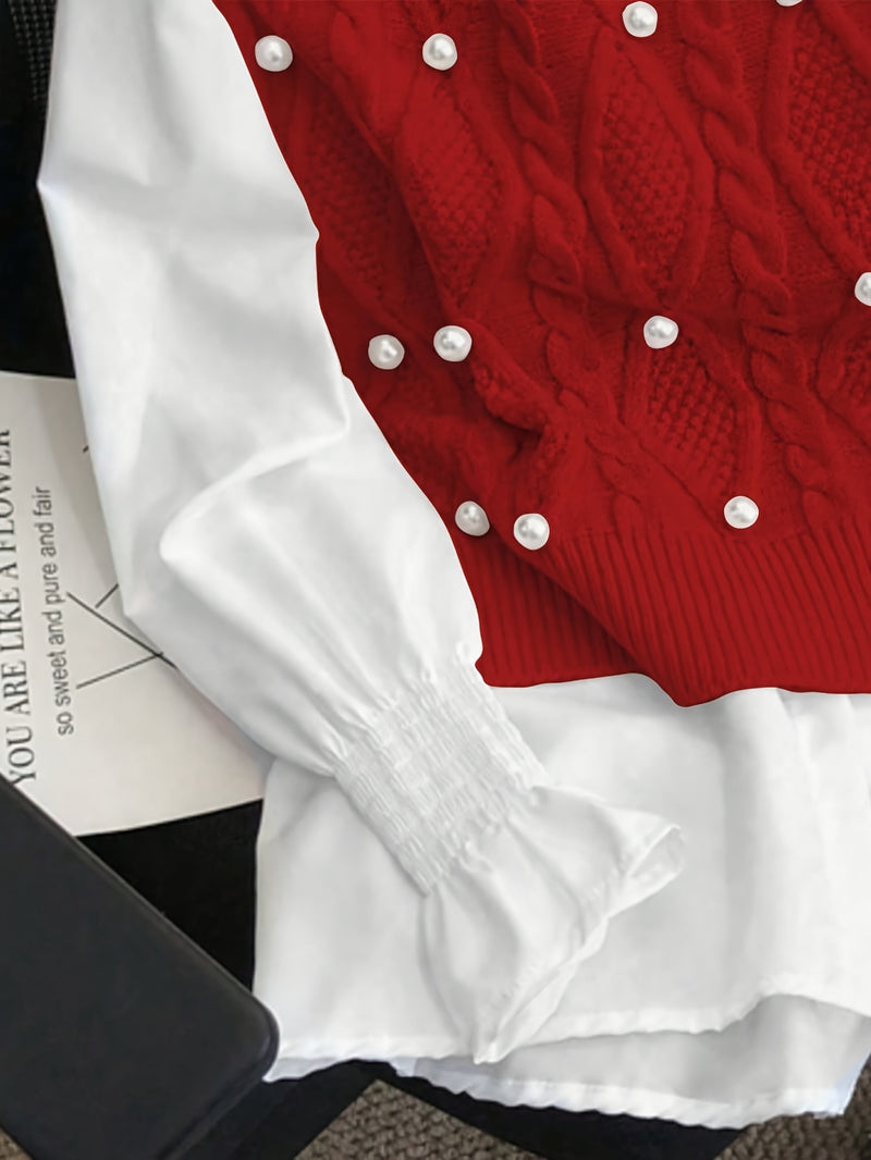 Spring/Summer New Women's Fashion Elegant Pullover Pearl Vest.