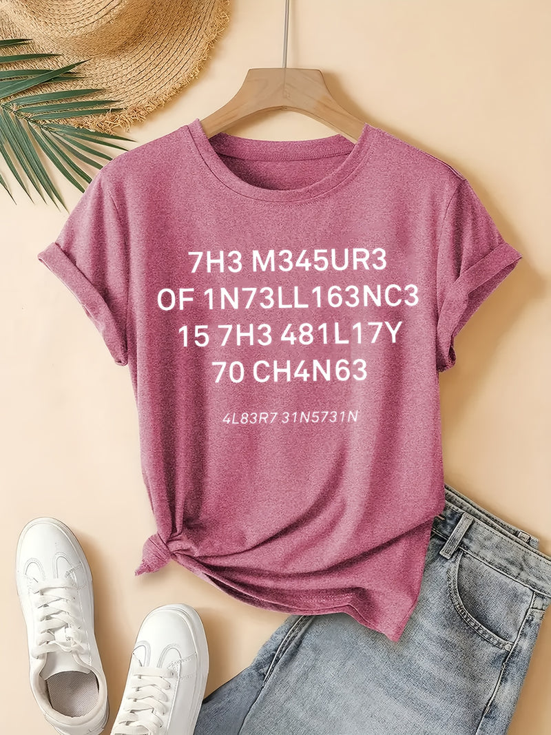 Women’s Casual Sports Vintage Loose Round-Neck Short-Sleeve T-Shirt.