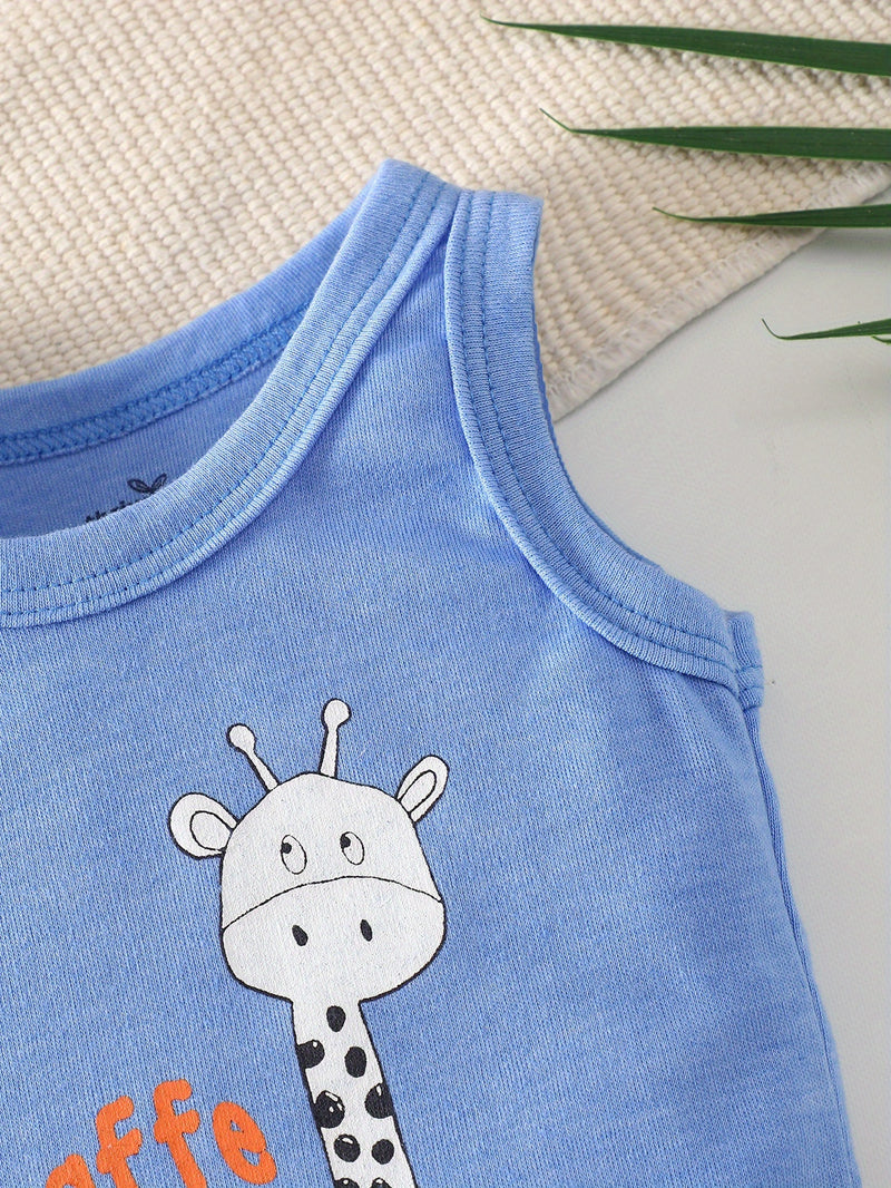 3pcs Spring/Summer Newborn Boy Sleeveless T-Shirt Set. Soft.