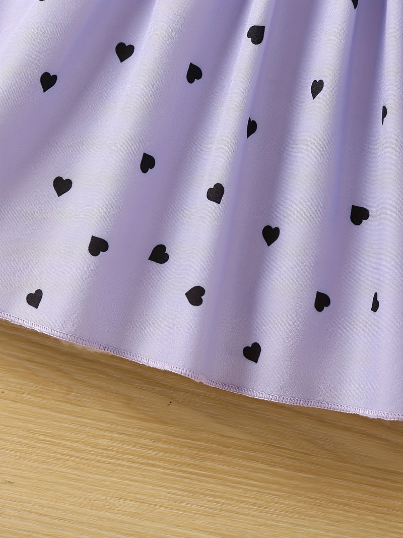 Ramadan Adorable Heart-Print Tunic Dress For Girls.