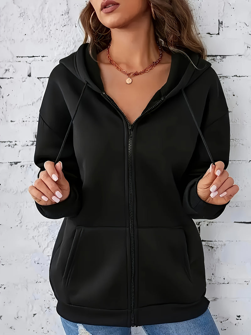 Women’s Casual Zip-Up Hoodie with Cherry Blossom Print.