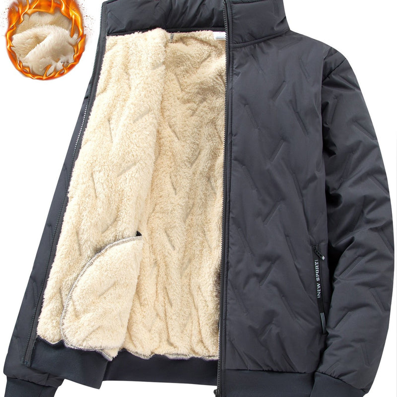 Men'S Winter Fashion Fleece Jacket with Zippered Pockets.