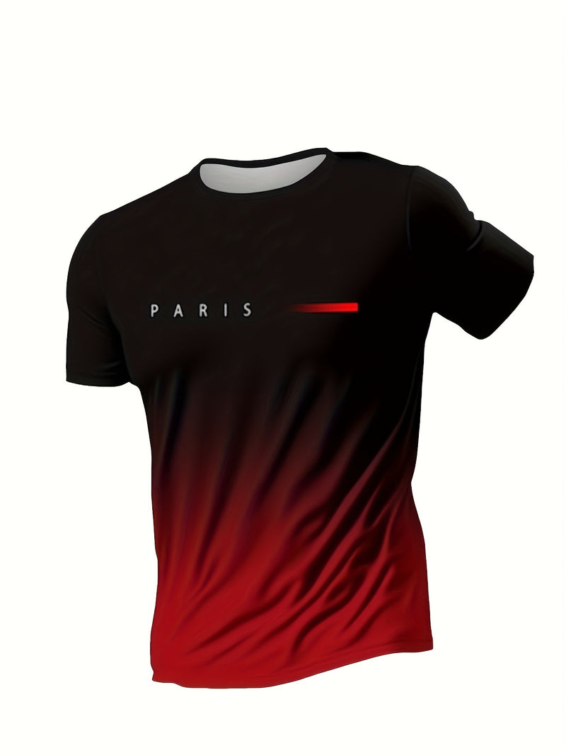 Set of 3 Vibrant Gradient Short-Sleeve Crew Neck T-Shirts for Men.