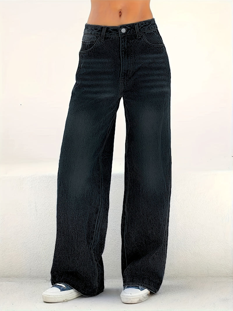 Women's Stretchy Mid-Rise Straight-Leg Jeans.
