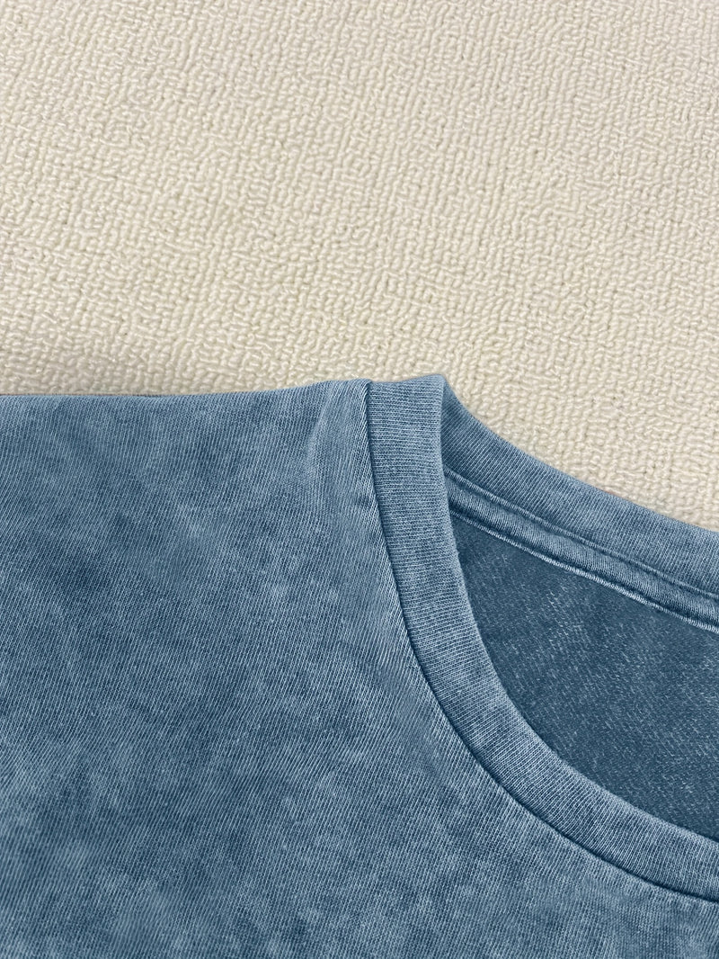 Women’s Round Neck Short Sleeves  Casual Everyday Washed T-shirt.