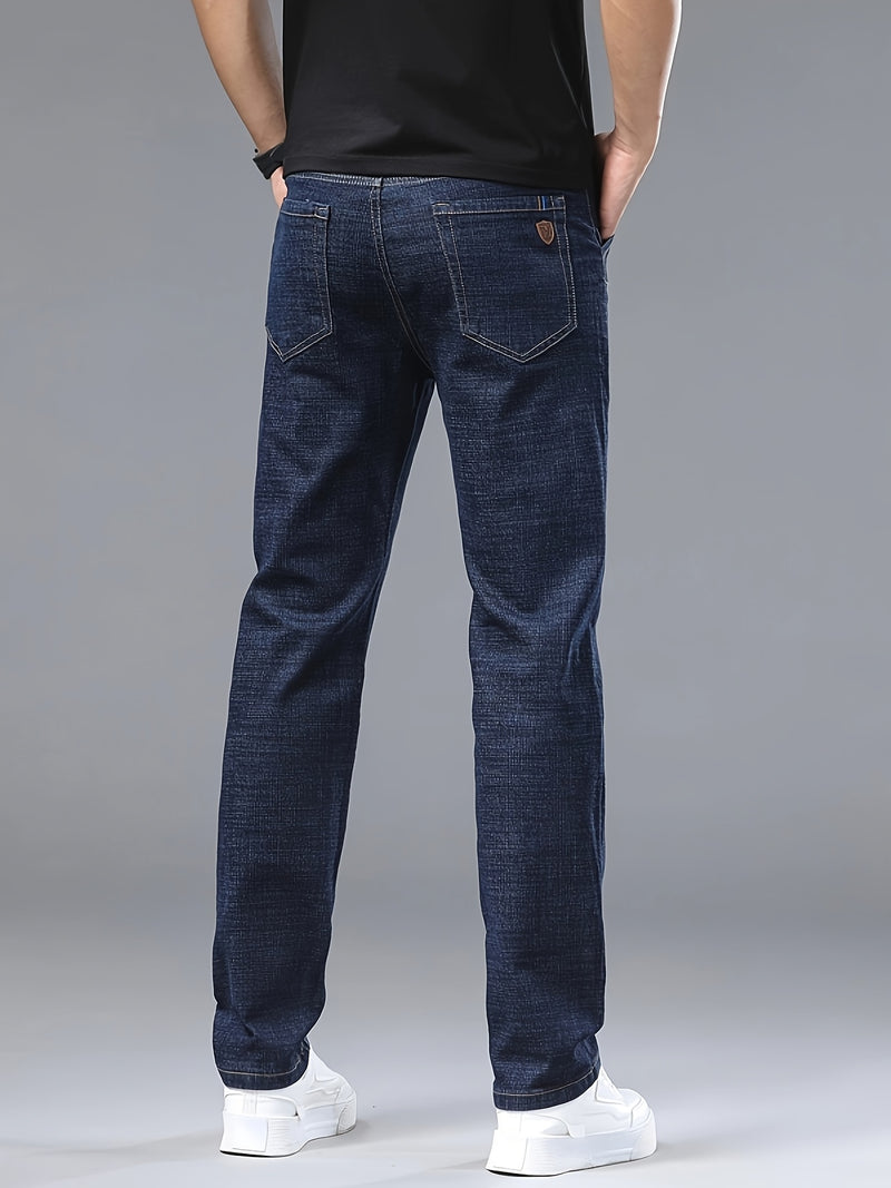 Men's Blue Business Casual Stretch Comfortable Jeans.