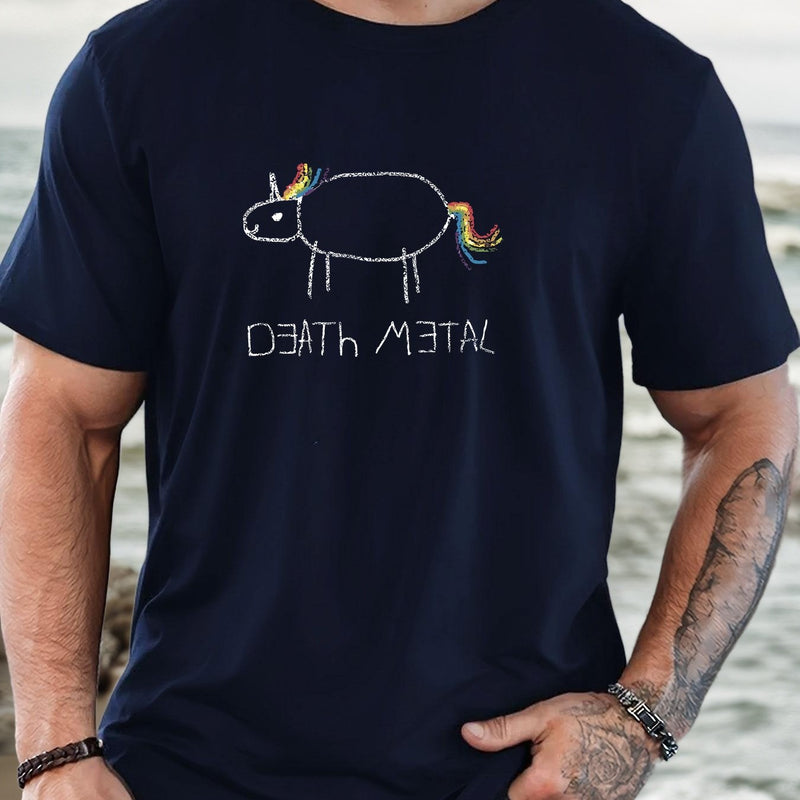 Men's Short-Sleeve T-Shirt with a Unicorn Pattern for Summer Casual Wear.
