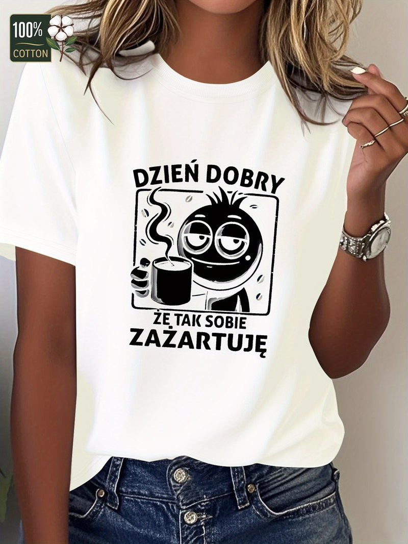 Women's T-Shirt Made of Pure in a Fun Polish Design.