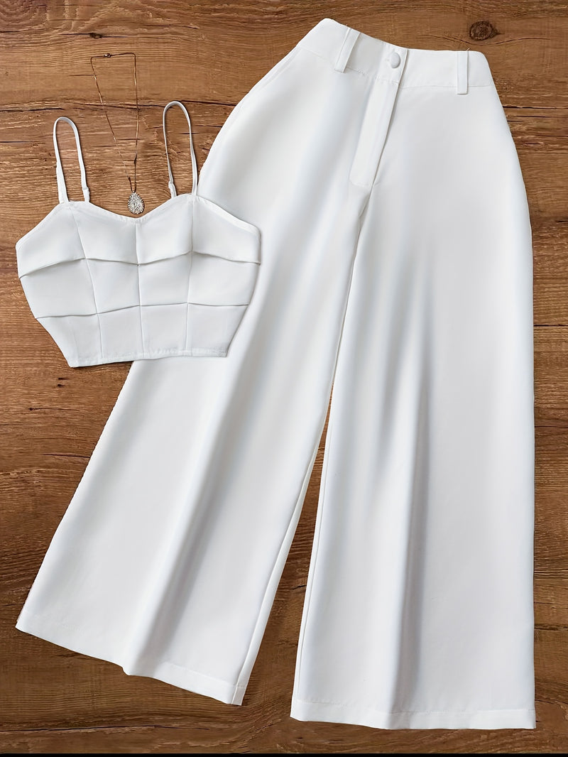 Women’s Solid Color Pants and Camisole Set.