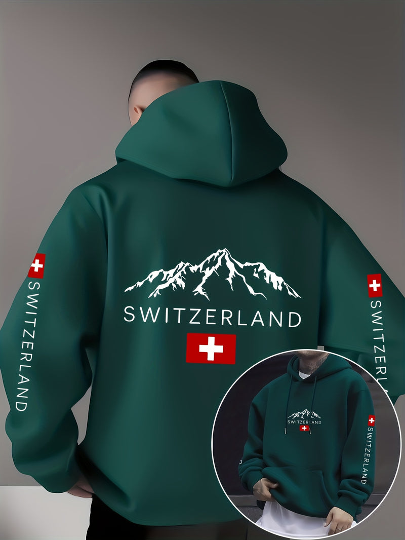 Men'S & Women'S Swiss Flag & Matterhorn Mountain Graphic Hooded Sweatshirt.