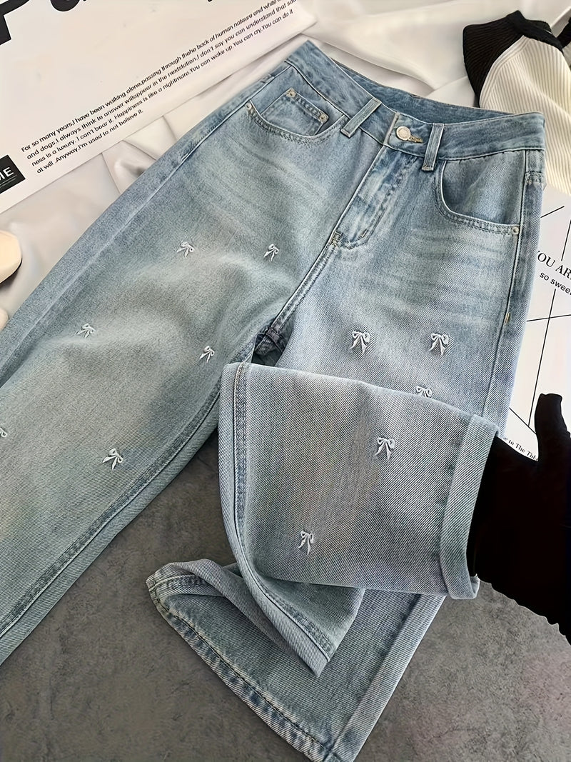 Light Blue Wide-Leg Jeans for Women.