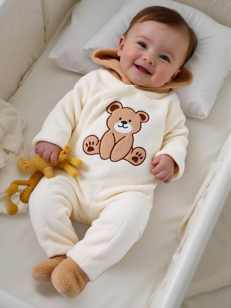 Baby Boy Outdoor Autumn Winter New Bear Embroidery Pattern.