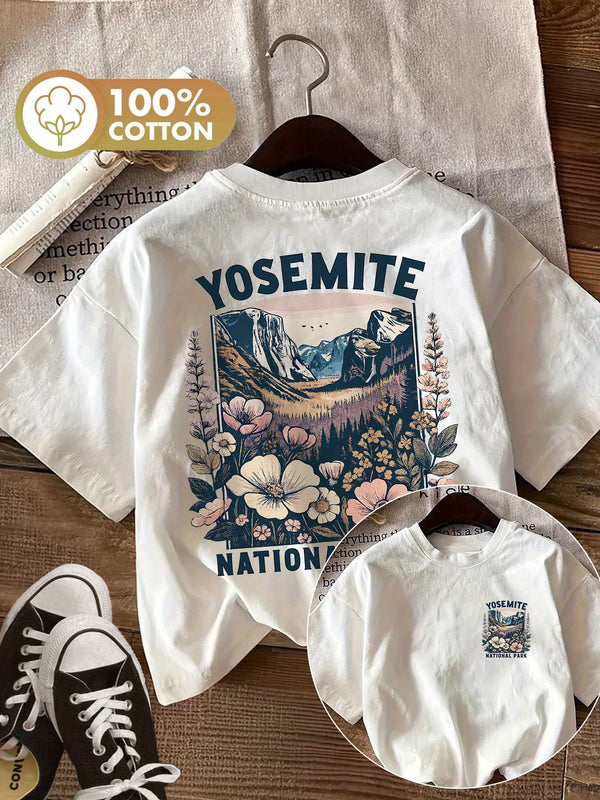 Women’s Summer Vintage Style Double-Sided Printed T-Shirt.